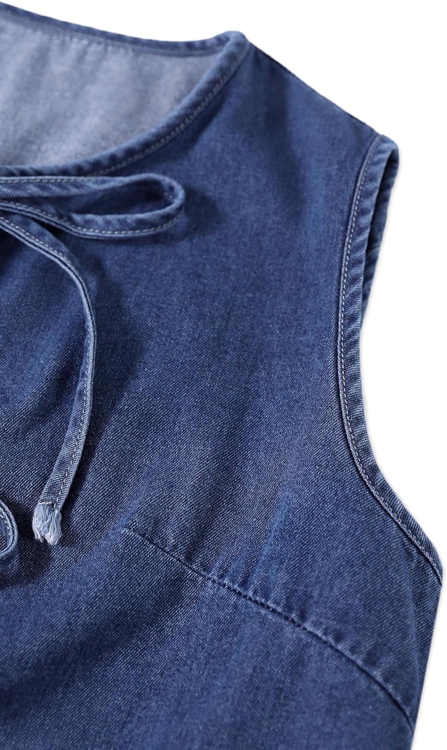 SOFIA'S CHOICE Women Tie Front Denim Vest Ruffle Hem Peplum Jean Sleeveless Tank Top - Image 5