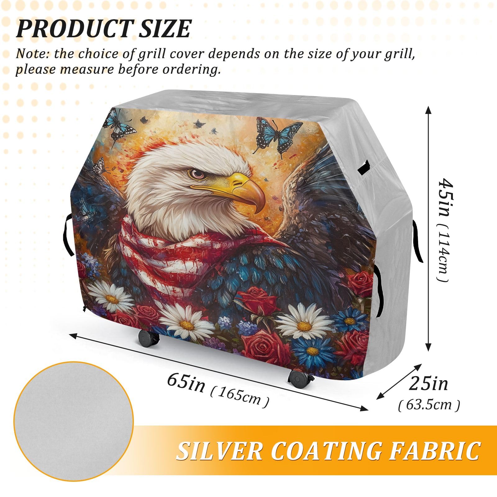 Wysokiej jakości pokrowiec na grilla wodoodporny pokrowiec na grilla odporny na blaknięcie pokrowiec na grilla wytrzymały pasuje do szerokości grilla do 60 cm American Sea Eagle