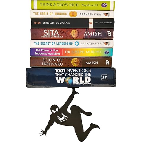 Wall Mounted Metal Floating Bookshelf Supported by Superheros Invisible Bookshelf M...
