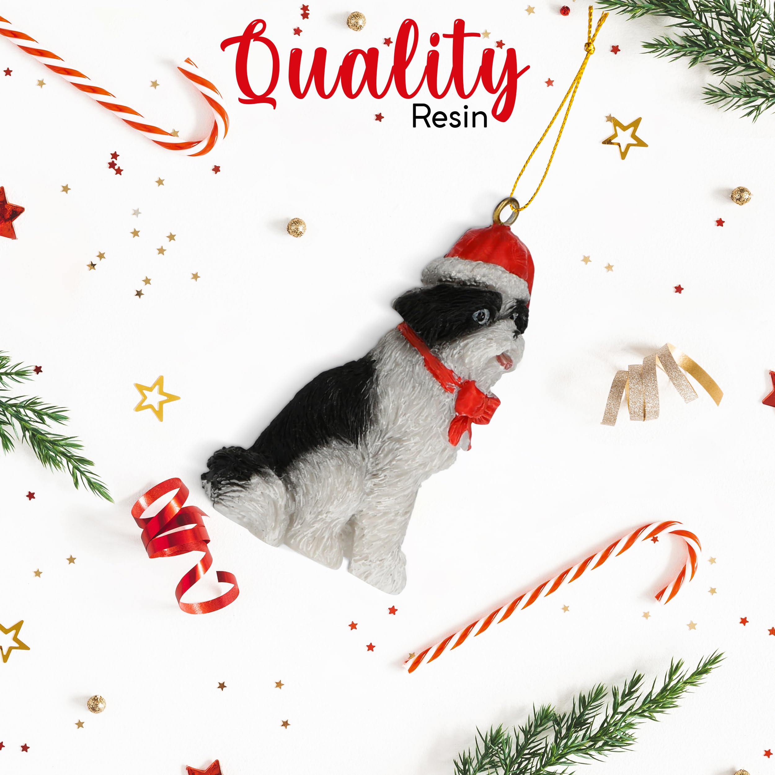 Amazon.co.jp: 犬の置物 クリスマスオーナメント サンタハット付き(BLK