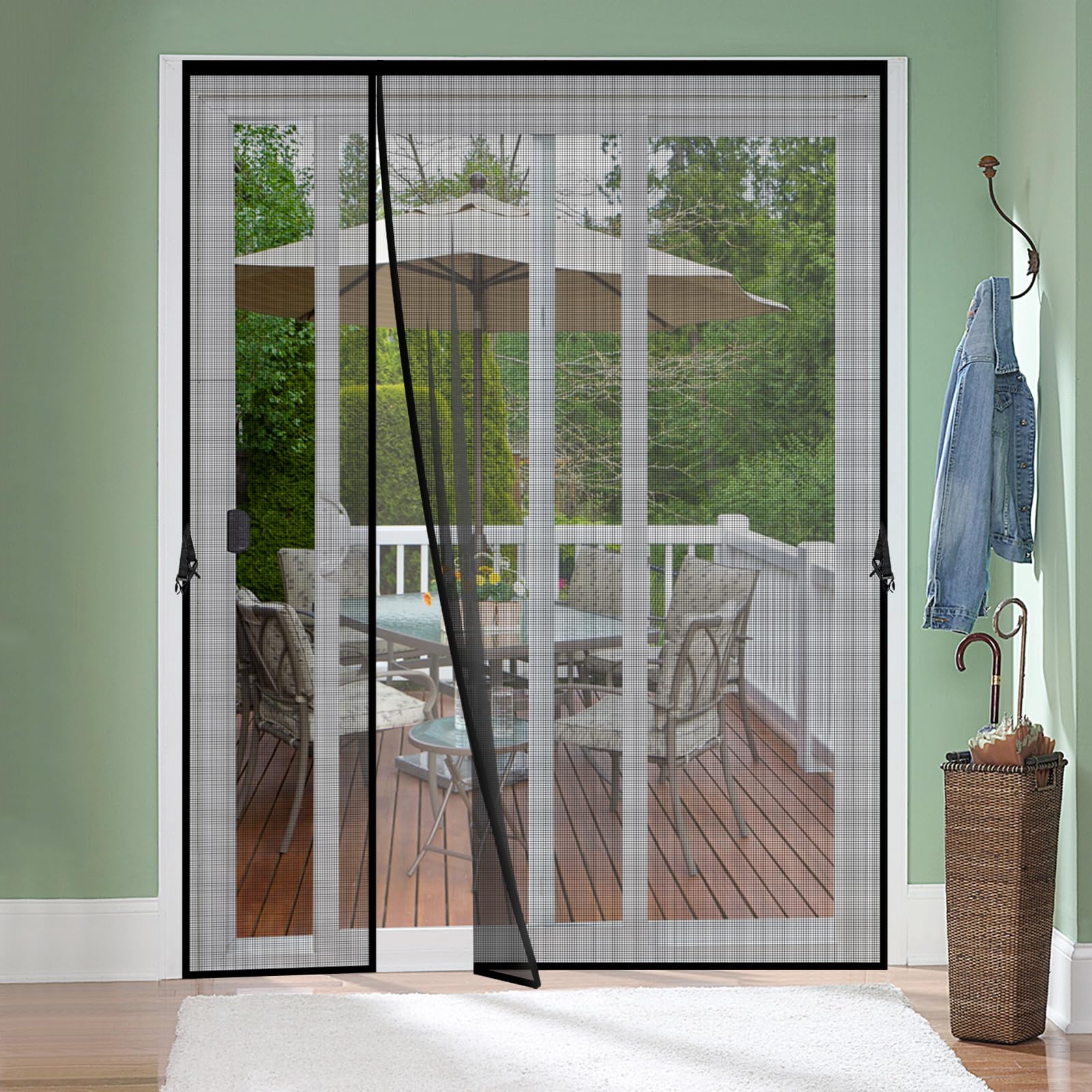 Moustiquaire porte magnétique fibre de verre pour terrasse coulissante 182x243