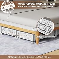 PHINOX ágy alá tolható tárolódoboz fém összehajtható 4 db, fehér ruhatároló kerekekkel, szerszámmentes, 40 x 60 x 16 cm nyitott hozzáférésse 5