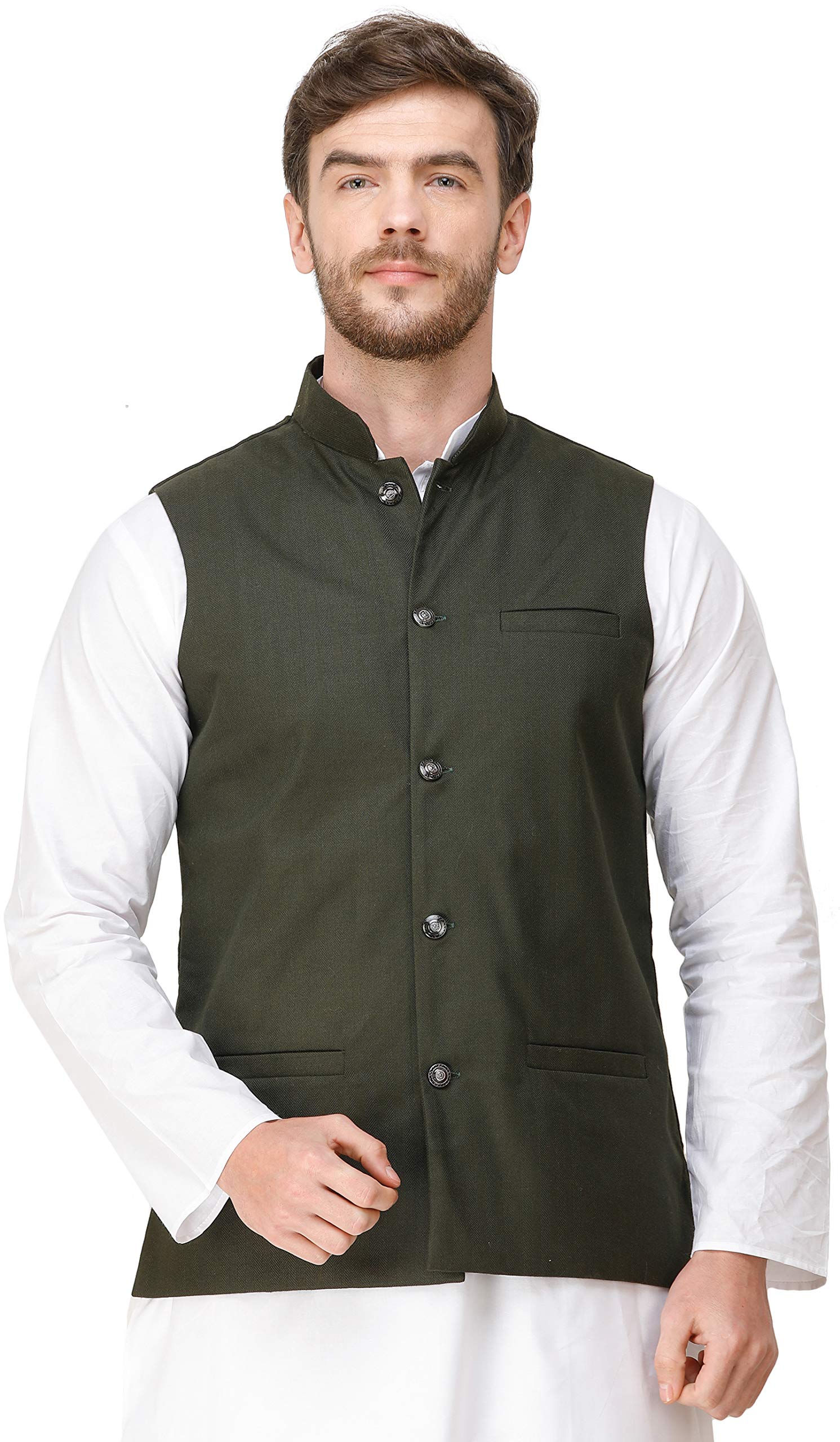 exotic india Waistcoat with Woven Diagonal Stripes and Front Pockets-picture-19