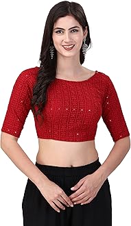 OOMPH! Traditional Cotton Fabric Blouse for Women | Elbow Length Sleeves | Wedding & Festival wear | Comfortable & Trendy Ethnic Wear | Readymade Blouse for Saree & Lehenga