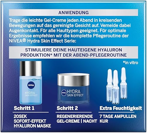Miniatura 11 de NIVEA Hydra Skin Effect - Crema de gel regeneradora (1.7 fl oz), crema de noche para una piel suave durante la noche, crema de noche ligera con