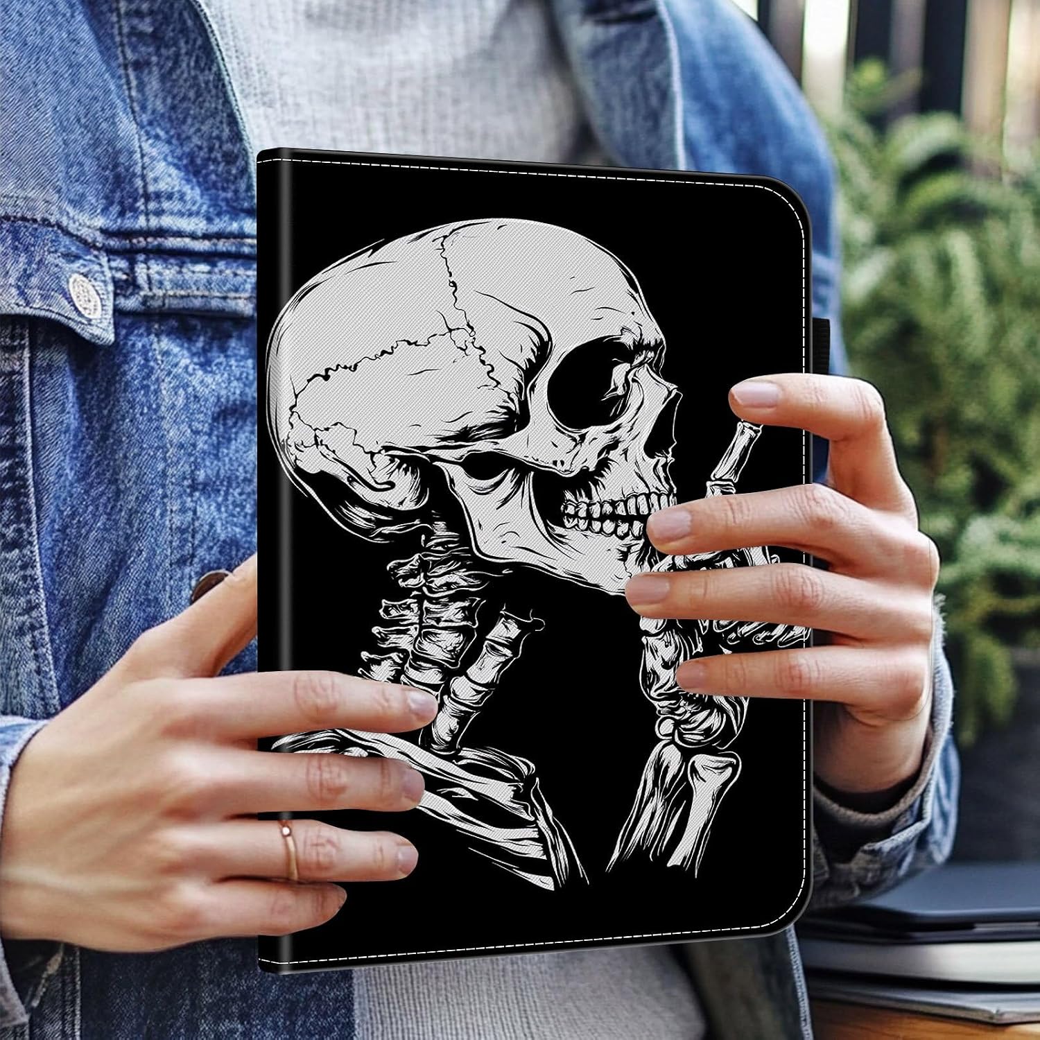 Case for Kindle Paperwhite 12th Gen 2024 (7") & Kindle Colorsoft Signature Edition (7"),Wallet PU Leather Folio Cover Multi-Angle Stand with Auto Wake/Sleep,Funny Skeleton