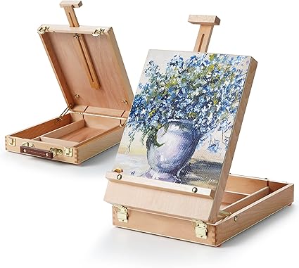 ARTIFY Adjustable Beechwood Tabletop Painting Easel, Wooden Sketch Box Easel, Desktop Artist Easel for Drawing (Easel Box)