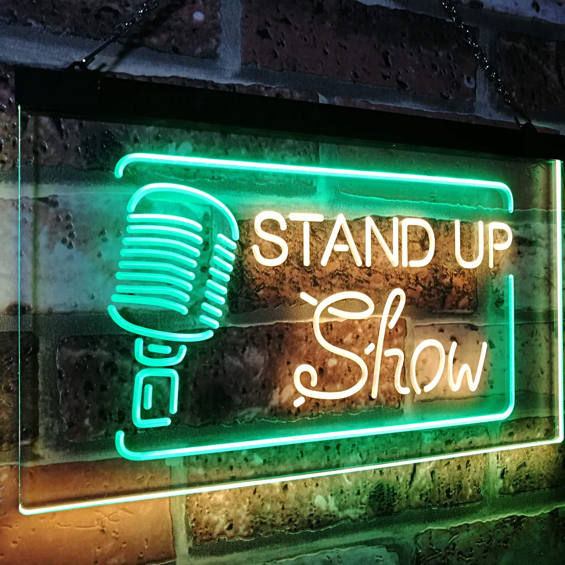 ADVPRO Stand-up Comedy Show Live Dual Color LED Barlicht Neonlicht Lichtwerbung Neon Sign Grün & Gelb 400 x 300mm st6s43-i3097-gy