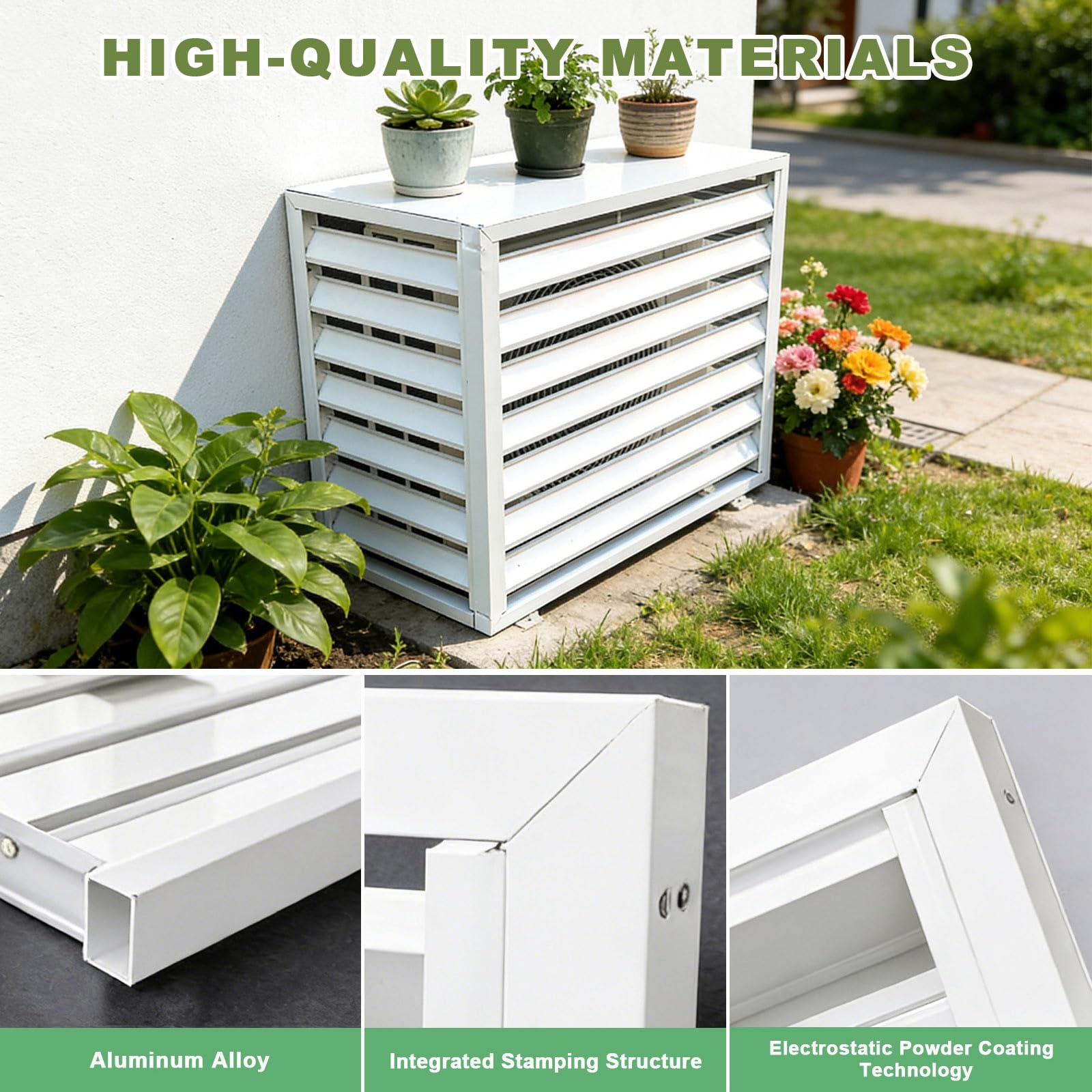 Générique Cache Climatiseur Exterieur Aluminium Cache Clim Extérieur avec Plateau Supérieur Protection de Unité Extérieur pour Pompe À Chaleur pour Balcon Jardin Terrasse