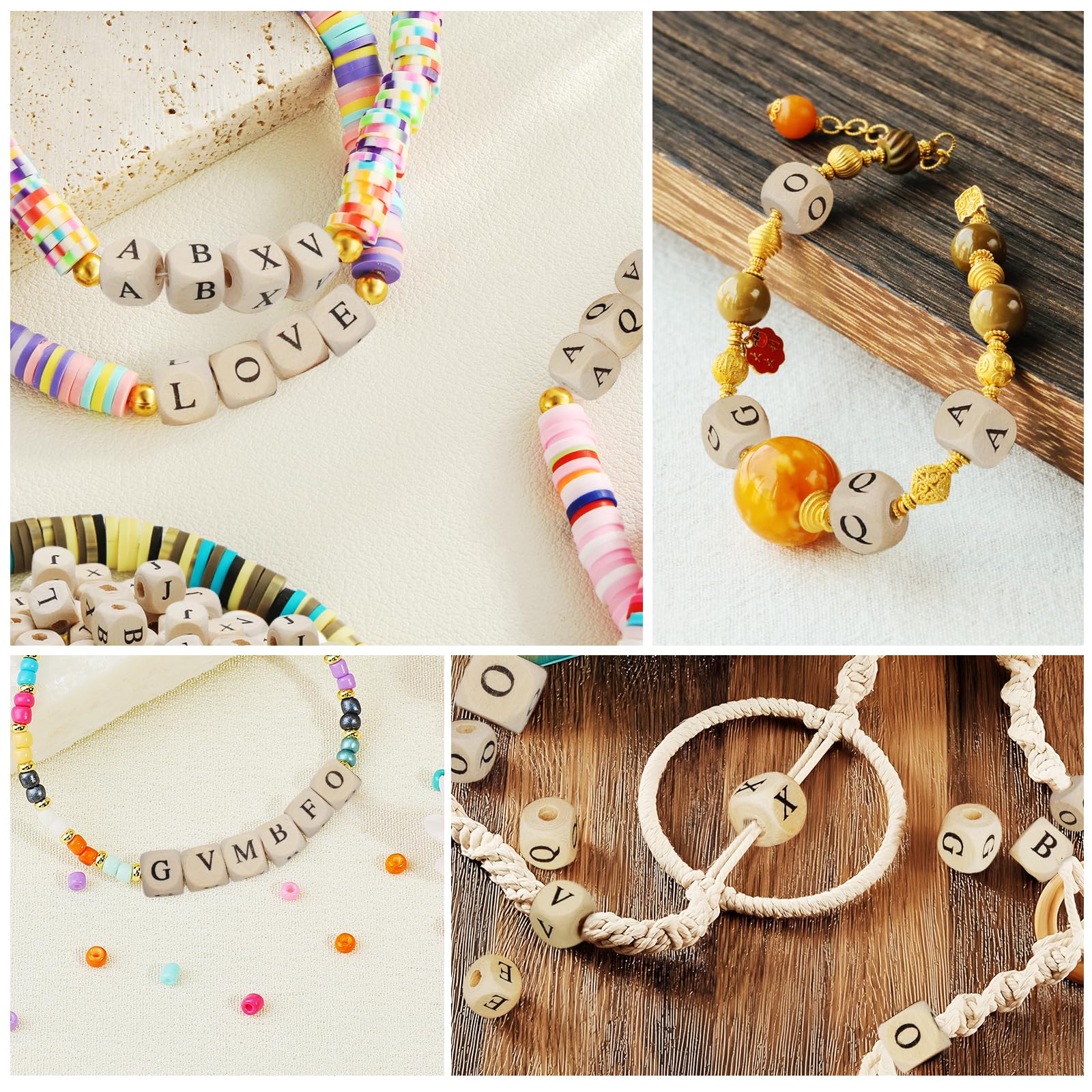 110 perline in silicone con lettere dell'alfabeto A-Z (extra per vocali), 12 mm, quadrate, per braccialetti fai da te, portachiavi, collane, cordini, creazione di gioielli