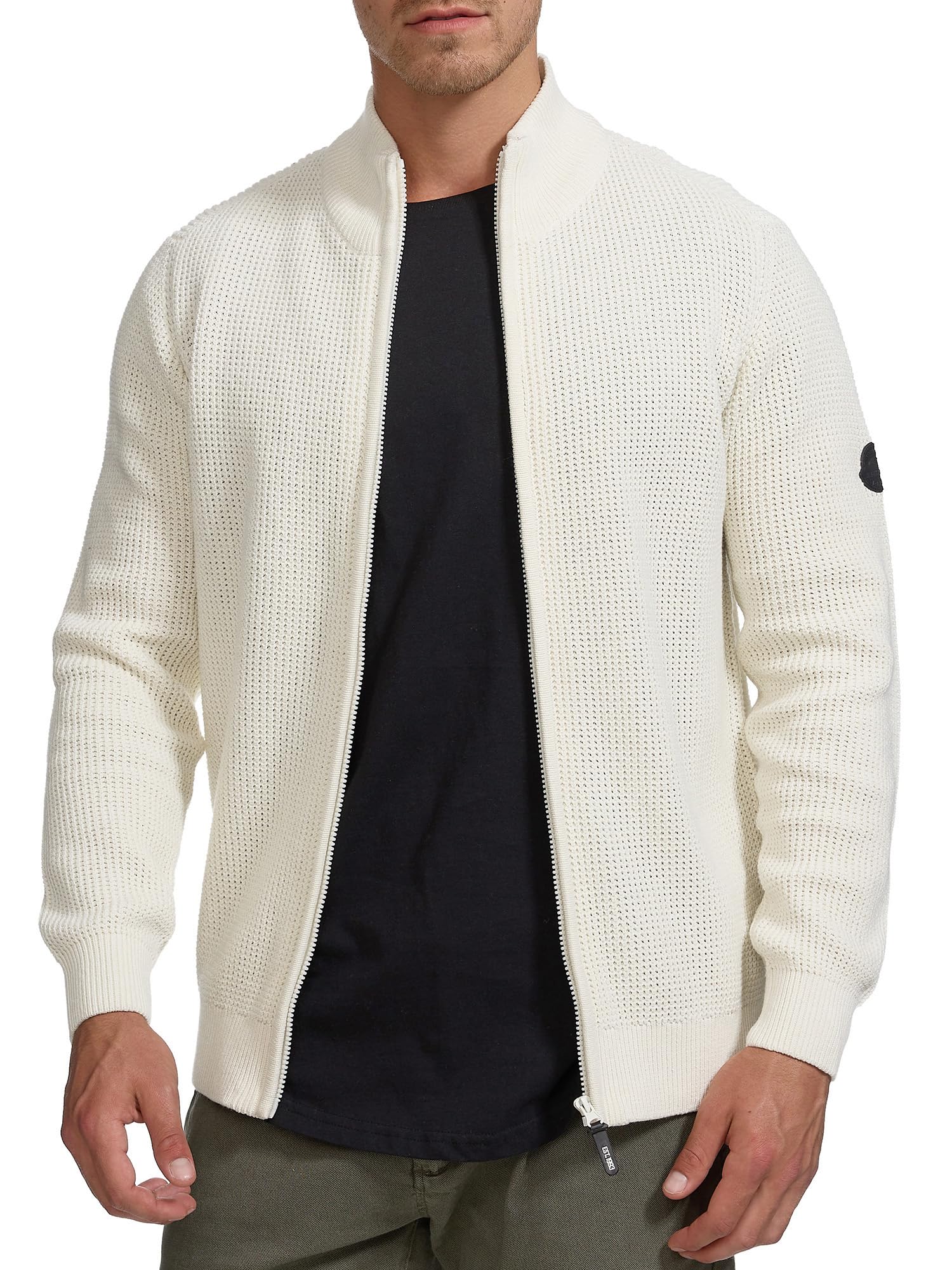 Indicode Uomini INLayton Cardigan | Maglia Aperta con Collo Alto