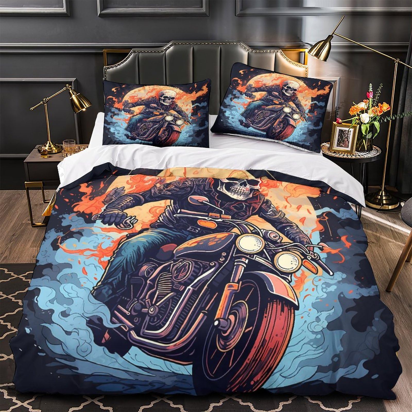 Housse de couette moto hypoallergique en microfibre douce 200x200