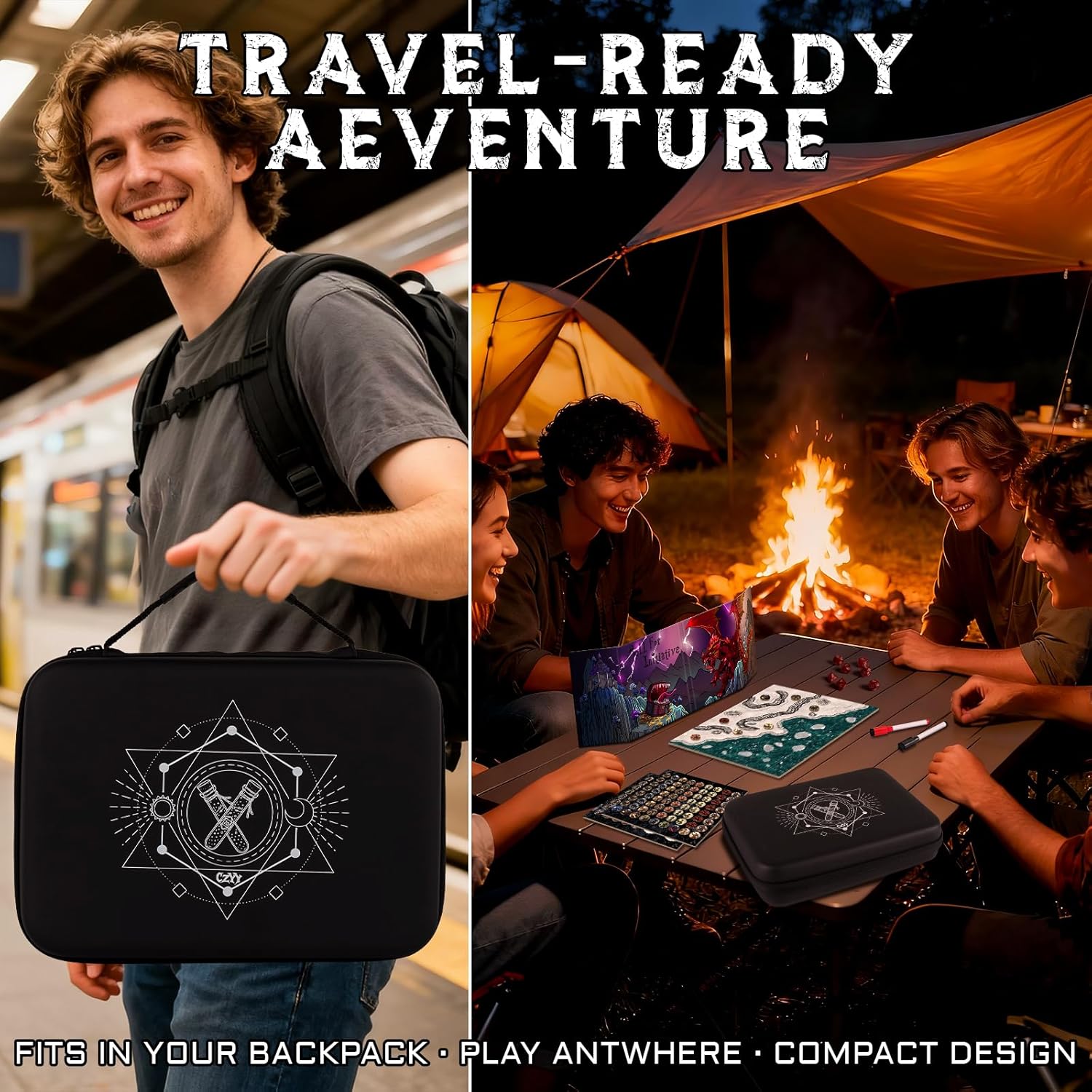CZYY All-in-One Mini Tabletop RPG Adventure Kit – Compact & Tidy DND Starter Set with DM Screen, Maps, Tokens, Dice & Storage Case | Ideal Gift for DMS, Beginners & Travel RPG Players