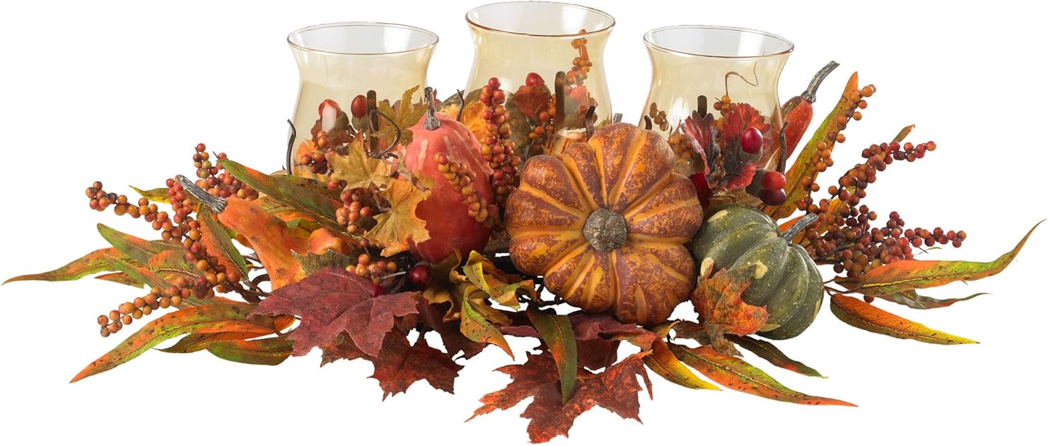 Nearly Natural Harvest Triple Candelabrum