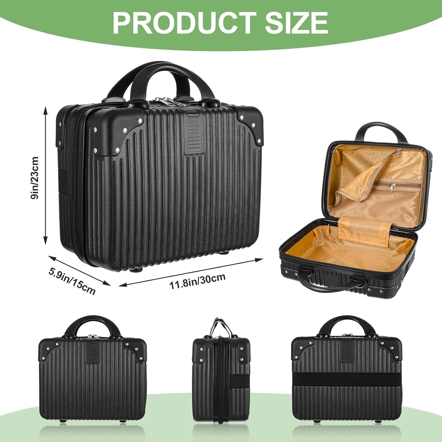 14 inch hard shell makeup case on suitcase