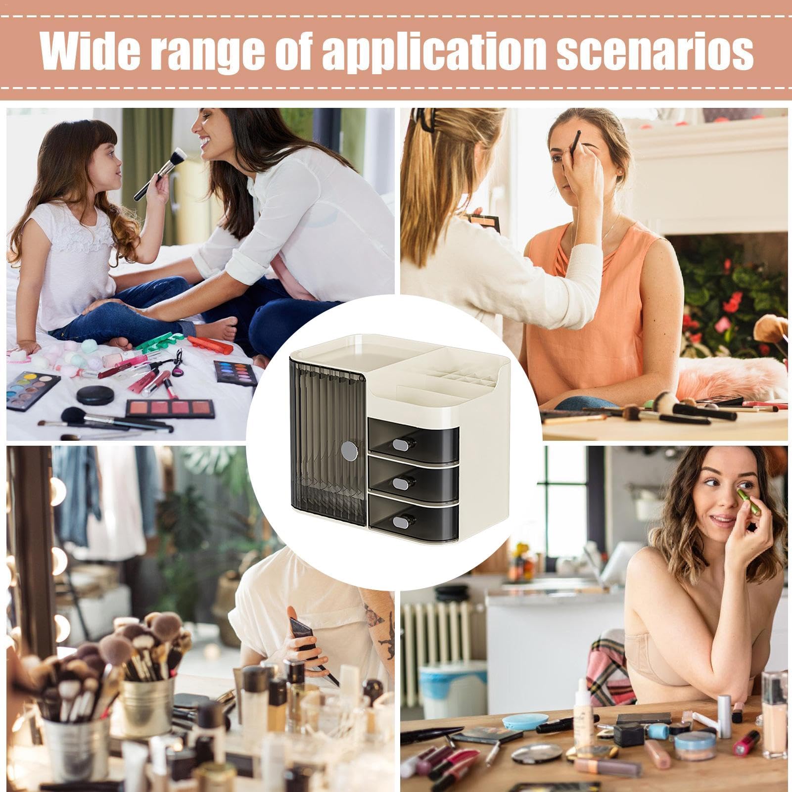 1 organizer per cosmetici da scrivania, organizer per cosmetici con | cassetti, contenitore per cosmetici da donna con scomparti multipli per mascara, fermagli per capelli, sopracciglia, 30 x 24