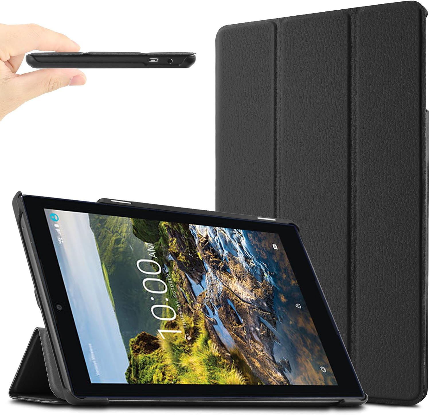 INFILAND Verizon Ellipsis 8 HD Case, Ultra Slim Tri-Fold Smart Case Cover for 2016 Release Verizon Ellipsis 8 HD 8-Inch Tablet (Model QTASUN1G/ QTASUN1B), Black