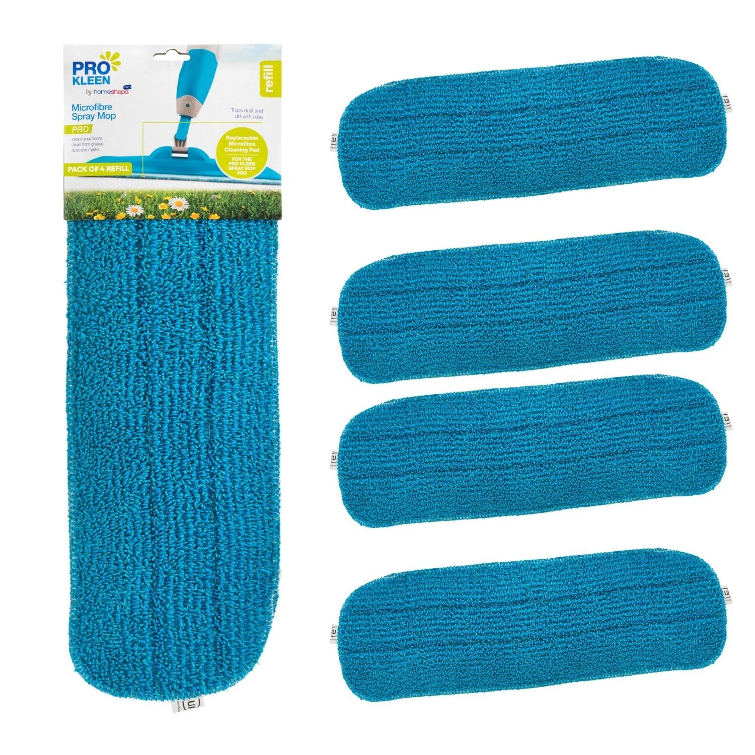 HOMESHOPA 4 Pack Microfiber Spray Mop Head Replacement Cleaning Pads, Suitable for Wet & Dry Mops, Easy to Clean, Machine Washable