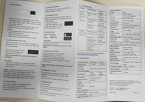 Miniatura 8 de Vibeat Oxímetro de pulso recargable S4 saturación de oxígeno en sangre Bluetooth y monitor de frecuencia de pulso medidor de O2 con aplicación