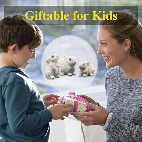 Miniatura 6 de Estatuas de jardín de conejo, estatua para exteriores, decoración de patio, juego de 3 esculturas y estatuas de decoración de jardín, decoración de