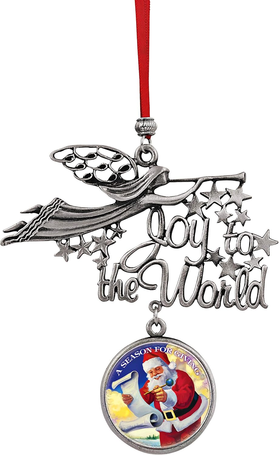 Holiday Colorized Coin Christmas Ornament | Joy to The World Santa A Season for Giving JFK Half Dollar Coin Ornament