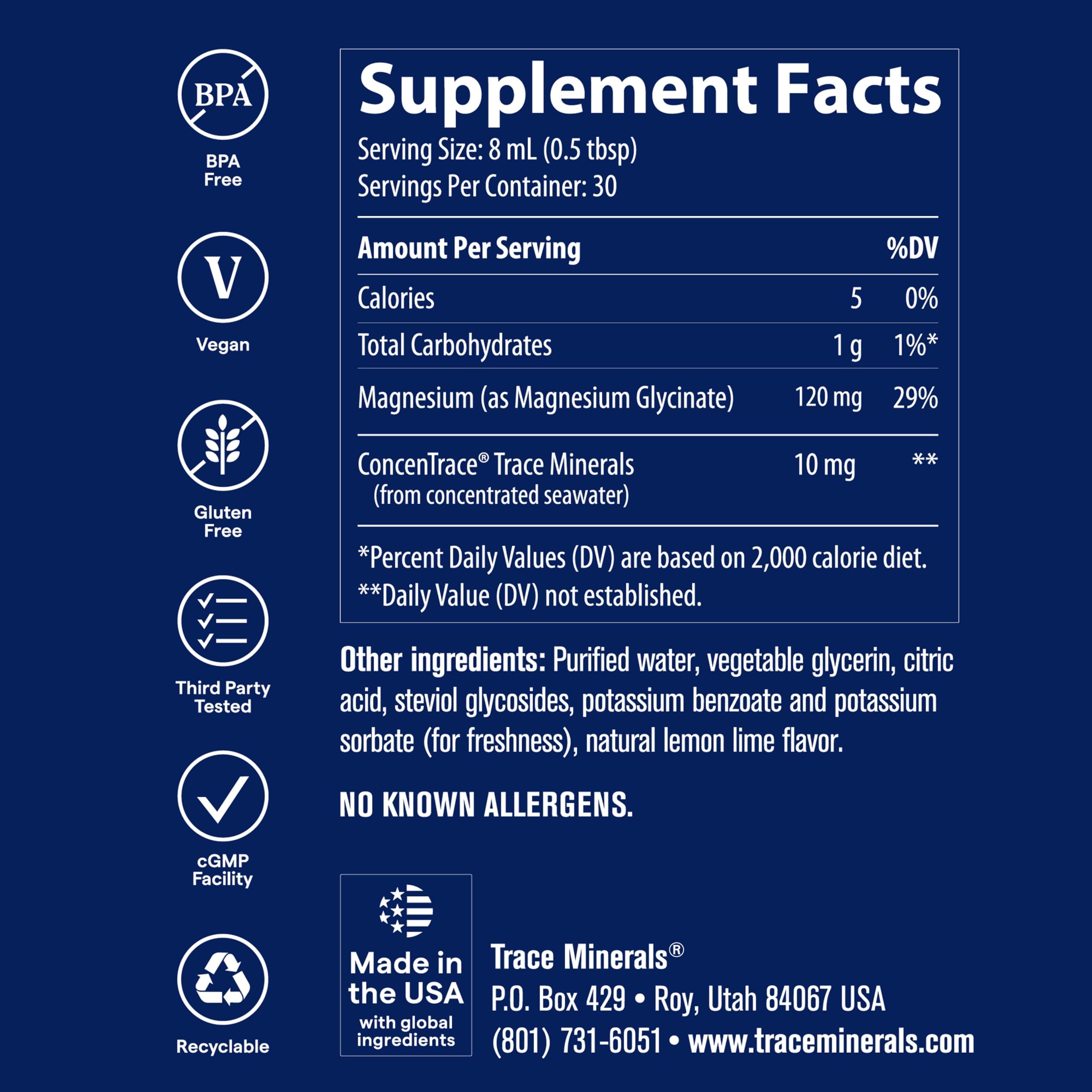 Trace Minerals Magnesium Glycinate Liquid Supplement, Lemon Lime, 8 fl oz — Amazon image 4