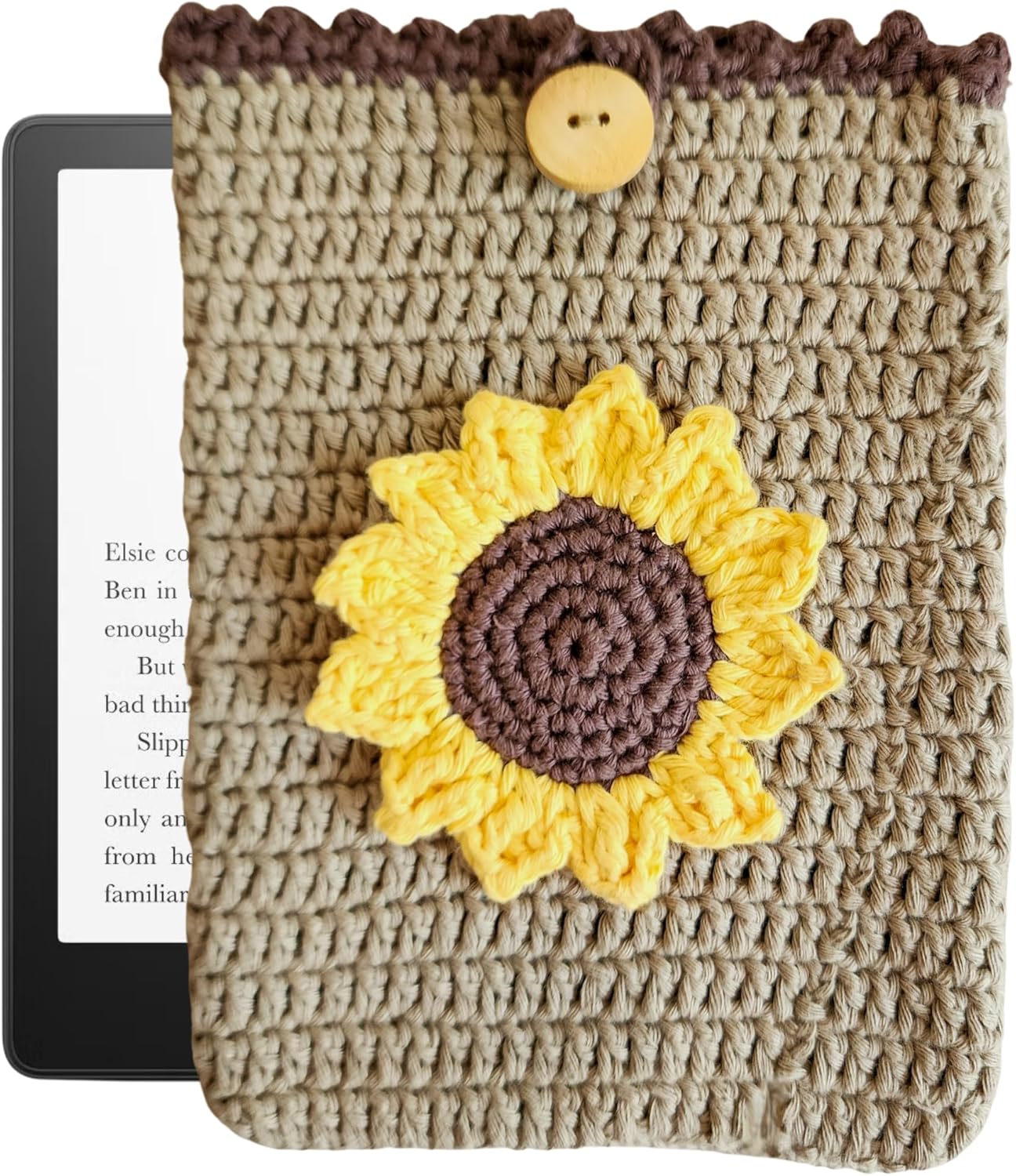 Handwoven Kindle Pouch, Compatible with All Models 5.5”- 7” (Except Scribe), Handmade Kindle Accessories for Women, Protective Sleeve Cover Pouch Bag, Crotcheted eBook Reader Sleeves
