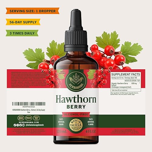 Miniatura 8 de HERBAMAMA Gotas de suplemento de bayas de espino  Antioxidante vegano y apoyo general con tintura de espino  Extracto de fruta líquido sin OMG, sin