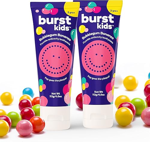 BURST Pasta de dientes para niños con flúor Marshmallow Sparkle Kids - Pasta de dientes para niños y niños pequeños con sabor a gran sabor