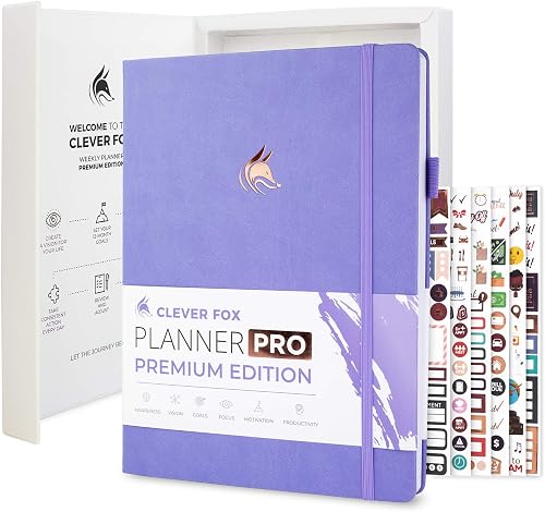 Clever Fox Planner PRO Premium, Undated Weekly, Daily, Budget, Lavender
