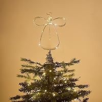 Vista 23 de Valery Madelyn Decoración para árbol de Navidad iluminado con temporizador, adorno de ángel pequeño de metal dorado preiluminado de 12 pulgadas