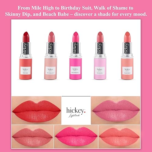 Miniatura 5 de Hickey Lipstick For Women Fashion Week - Lápiz labial rojo recargable perfecto, rosa intenso, nude, rosa claro y coral orgánico, vegano, sin gluten,