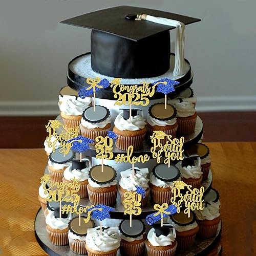Miniatura 81 de 30 piezas 2024 de graduación 2024 decoración para cupcakes de doble cara clase de 2024, diploma 2024, felicitaciones graduadas, decoraciones