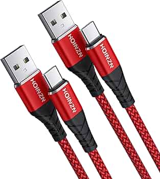 HOINZN USB C Charger Cable[2-Pack，6FT], 3A Type C Fast Charging Cord Durable Braided Compatible with Samsung Galaxy A20 A50 A51 A71, S20 S10 S9 S8 Plus Android Charging Cable Cell Phone Charger Red