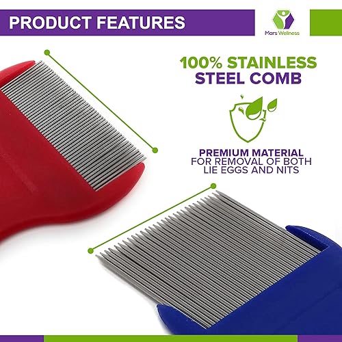 Miniatura 3 de Kit de 5 peines para piojos de primera calidad, juego completo de tratamiento completo de peine de dientes finos y lupa