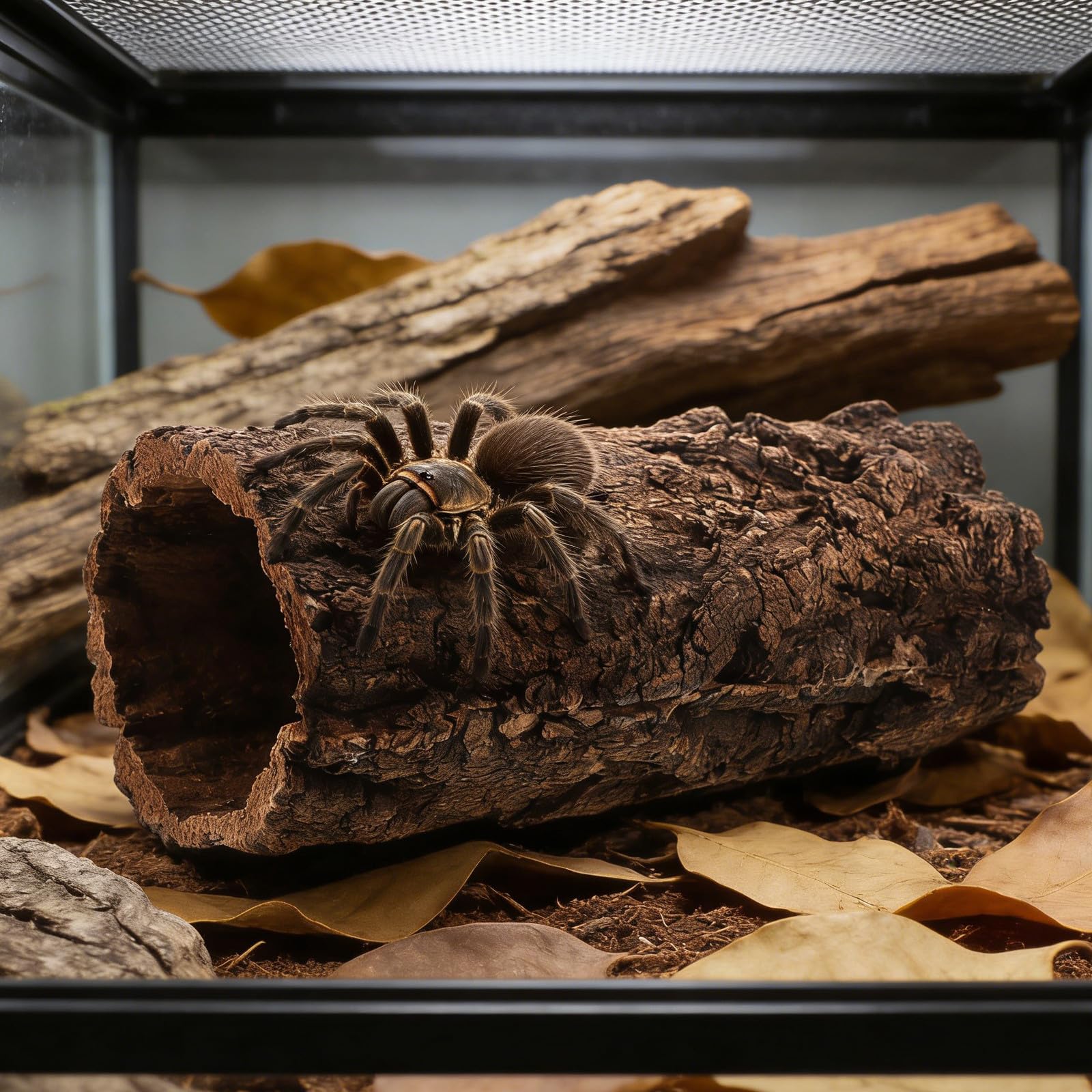 Nascondiglio per Rettili Tronco Cavo Effetto Naturale Legno | Colore Caffè, per Tartaruga e Rettile, Accessorio Grotta per Recinto e Acquario