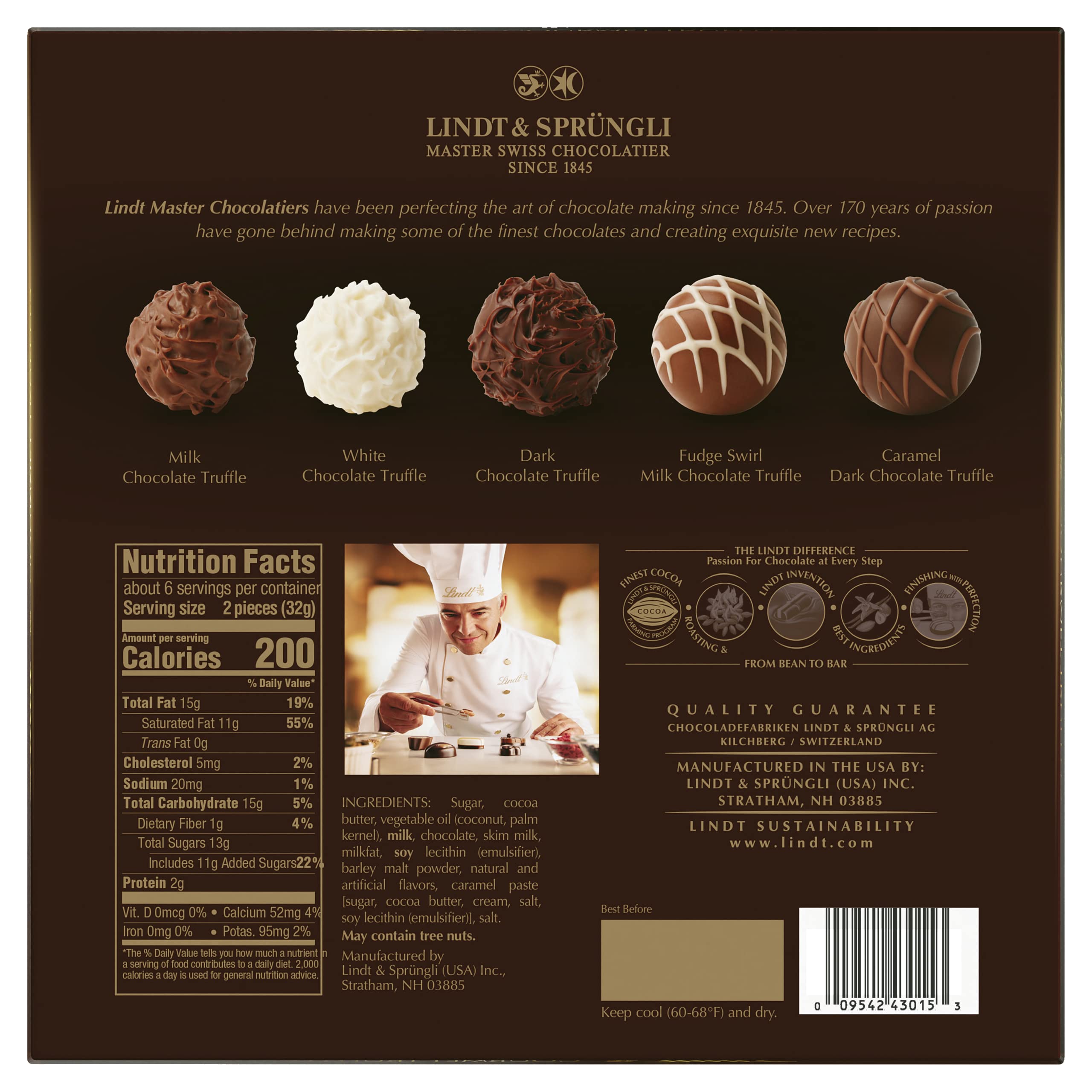 Lindt Gourmet Truffles Chocolate Candy Truffles Gift Box, Assorted Chocolate Truffles, 2.8 oz.: Assorted 6.8 Ounce (Pack of 2)