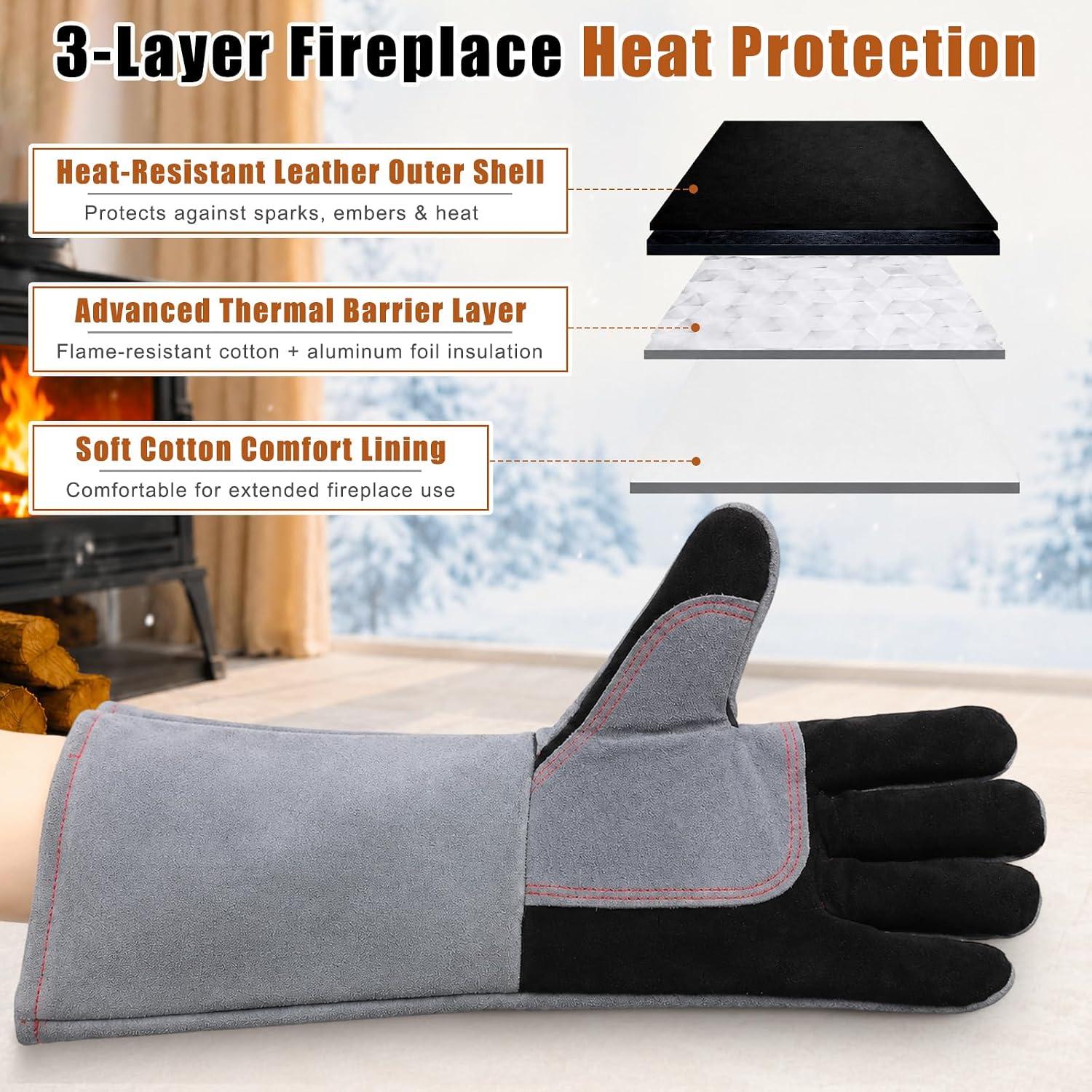 Patelai 6 Pcs Fireplace Cleaning Tool Set, Fireplace Ash Bucket Carrier Bag