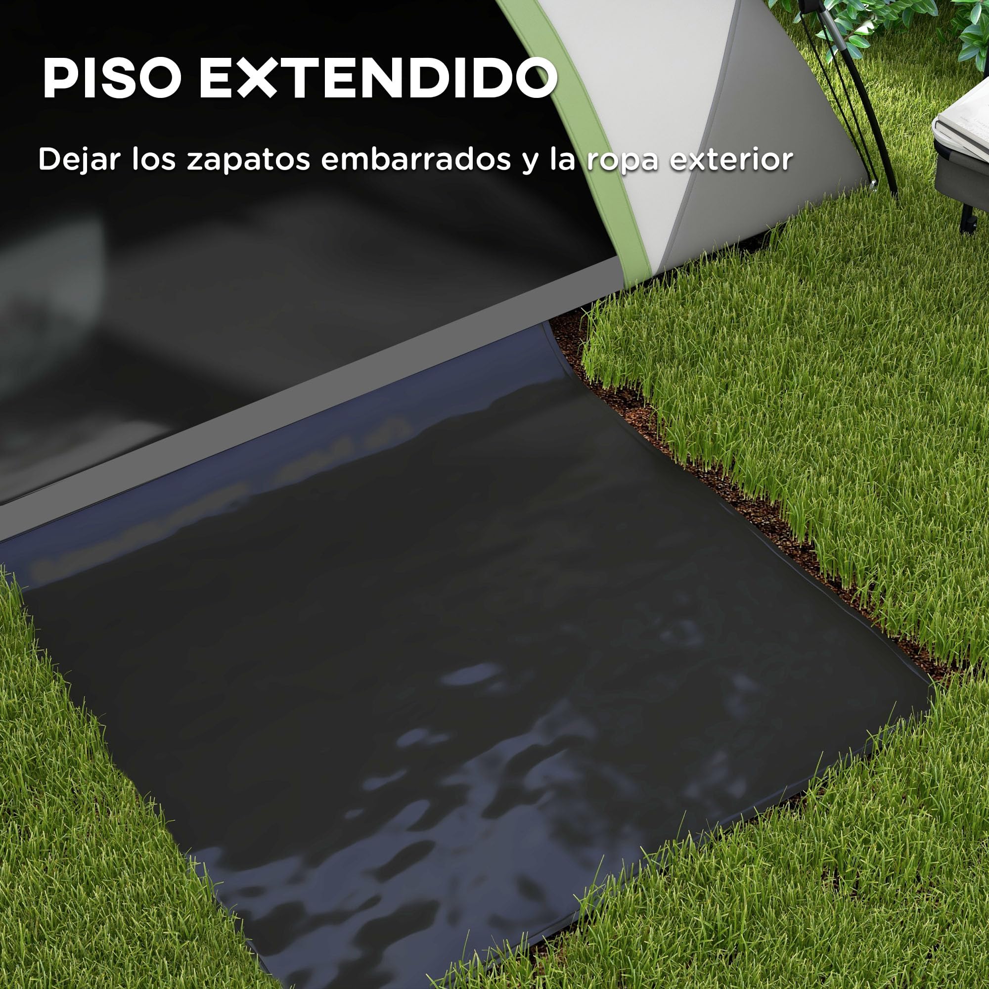 Outsunny Tienda de Campaña para 2 Personas Tienda de Camping Plegable Ligero con Ventana y Bolsa de Transporte Impermeable 3000 mm 210x150x110 cm Gris y Verde
