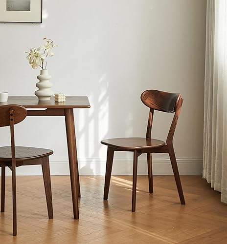Sillas de comedor de roble, sillas de cocina, 100% madera maciza moderna silla de cena con respaldo curvo, silla de comedor para cocina, sala de