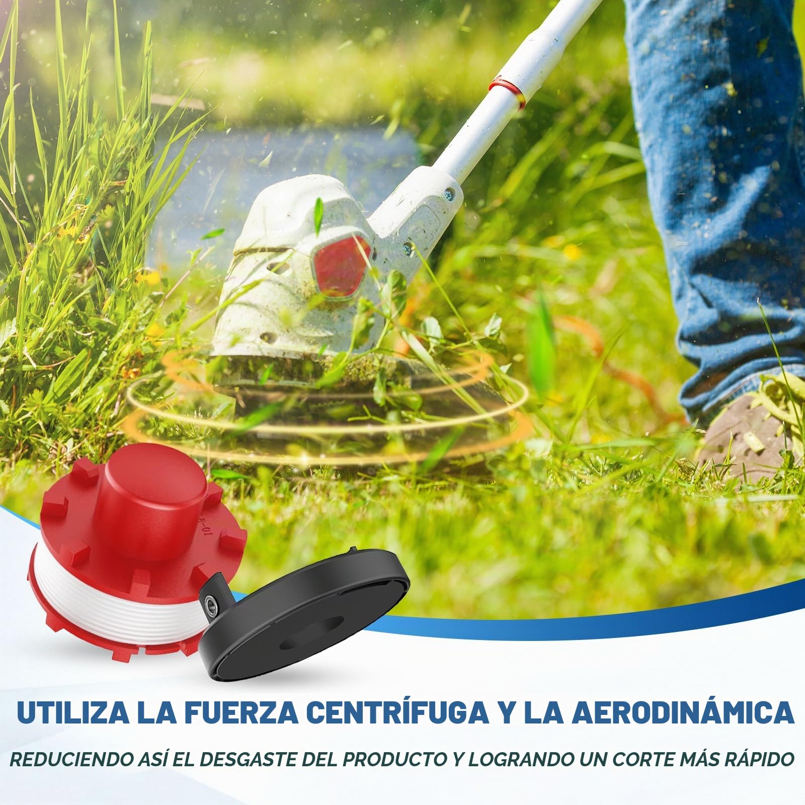 4 Bobinas de Hilo Compatibles con Einhell 3405096, Bobina de Hilo de Repuesto para Einhell GE-CT 36/30 LI E SOLO,AGILLO 18/200,Ø2mm 8m(4 Bobina+1 Tapa+1 Primavera)