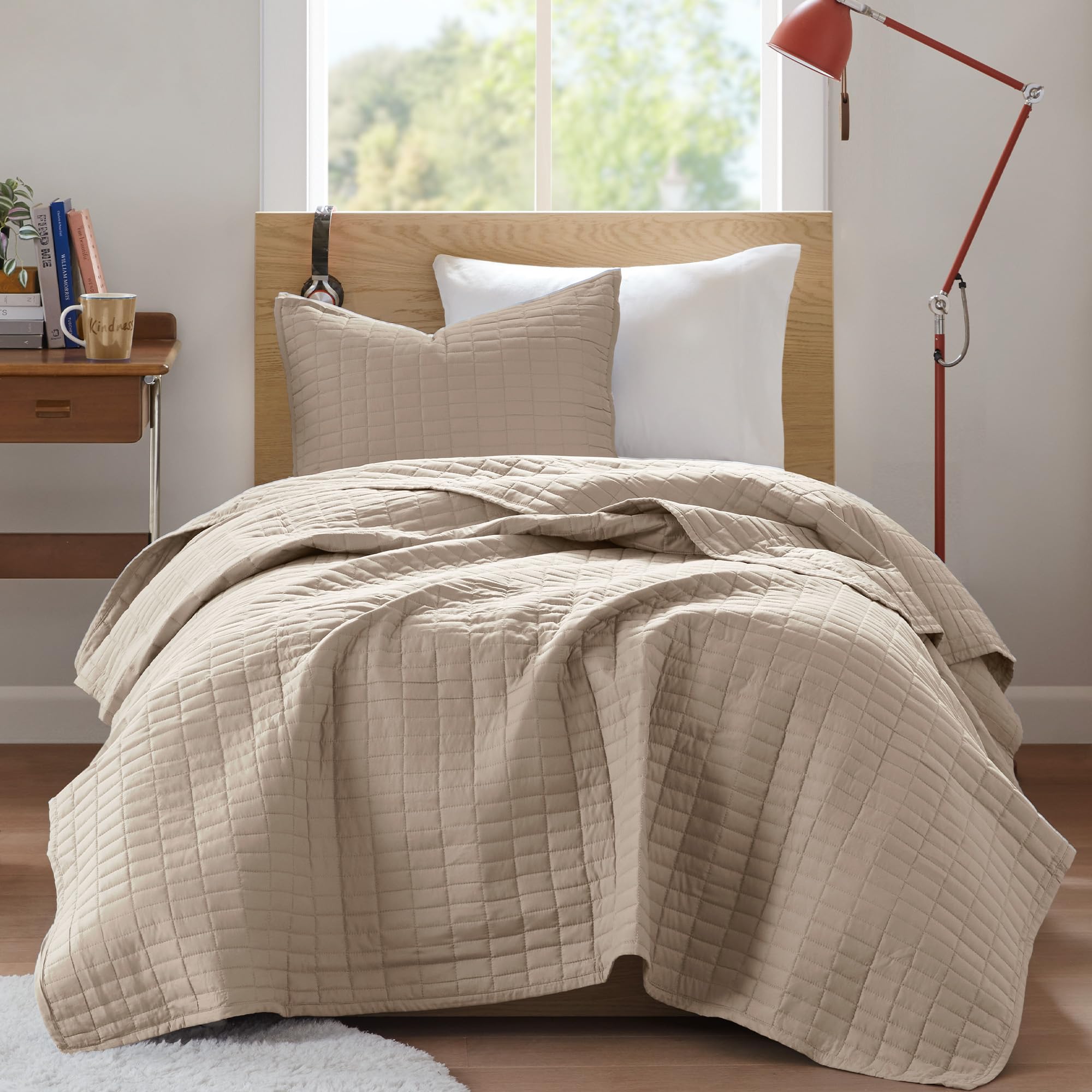 Comfort Spaces All Season, Lightweight, Coverlet Bedspread Bedding, Matching Shams, Microfiber, Taupe, Twin/Twin XL(66"x90") - Image 2
