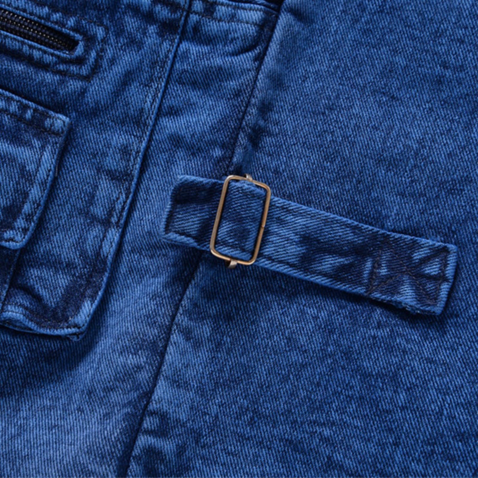 Chaleco para hombre con muchos bolsillos vaqueros, chaleco vaquero para hombre, motorista, tallas grandes, chaleco de trabajo, cuello en V, chaleco para exteriores, con tira de botones, sin mangas