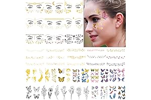 54 Sheets Gold Glitter Freckles Face Tattoo for Eye Catching Sparkle
