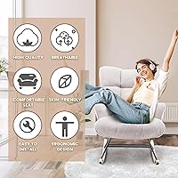 Vista 3 de Mecedora de Guardería Teddy Tapizada Silla Mecedora Deslizante Silla de Acento Mecedora Asiento Acolchado con Respaldo Alto Sillón Silla Lateral