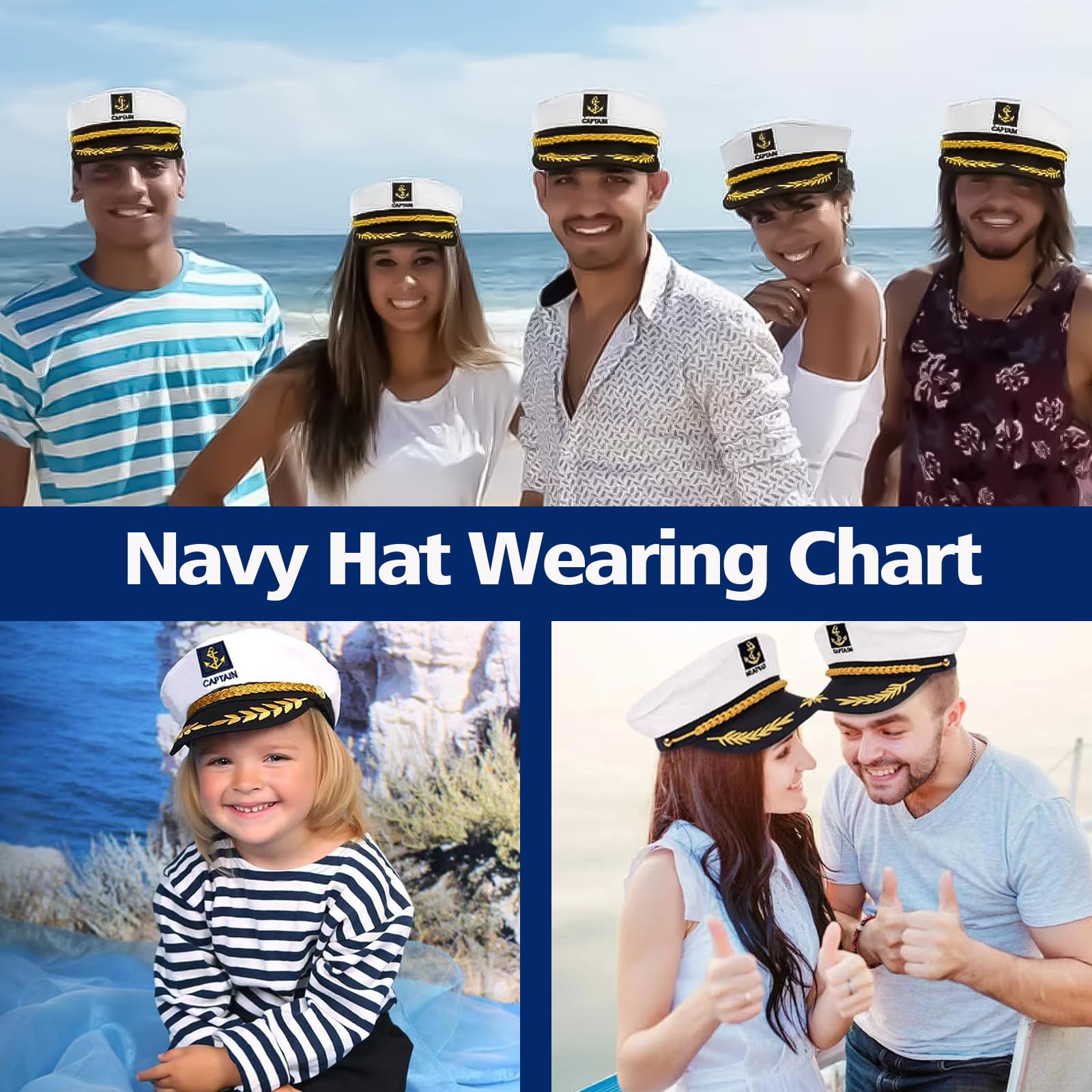 Lot De 3 Chapeaux De Capitaine De Yacht – Avec Lunettes De Soleil, Prop De Capitaine Et Badges – Déguisement, Cosplay Et Fêtes