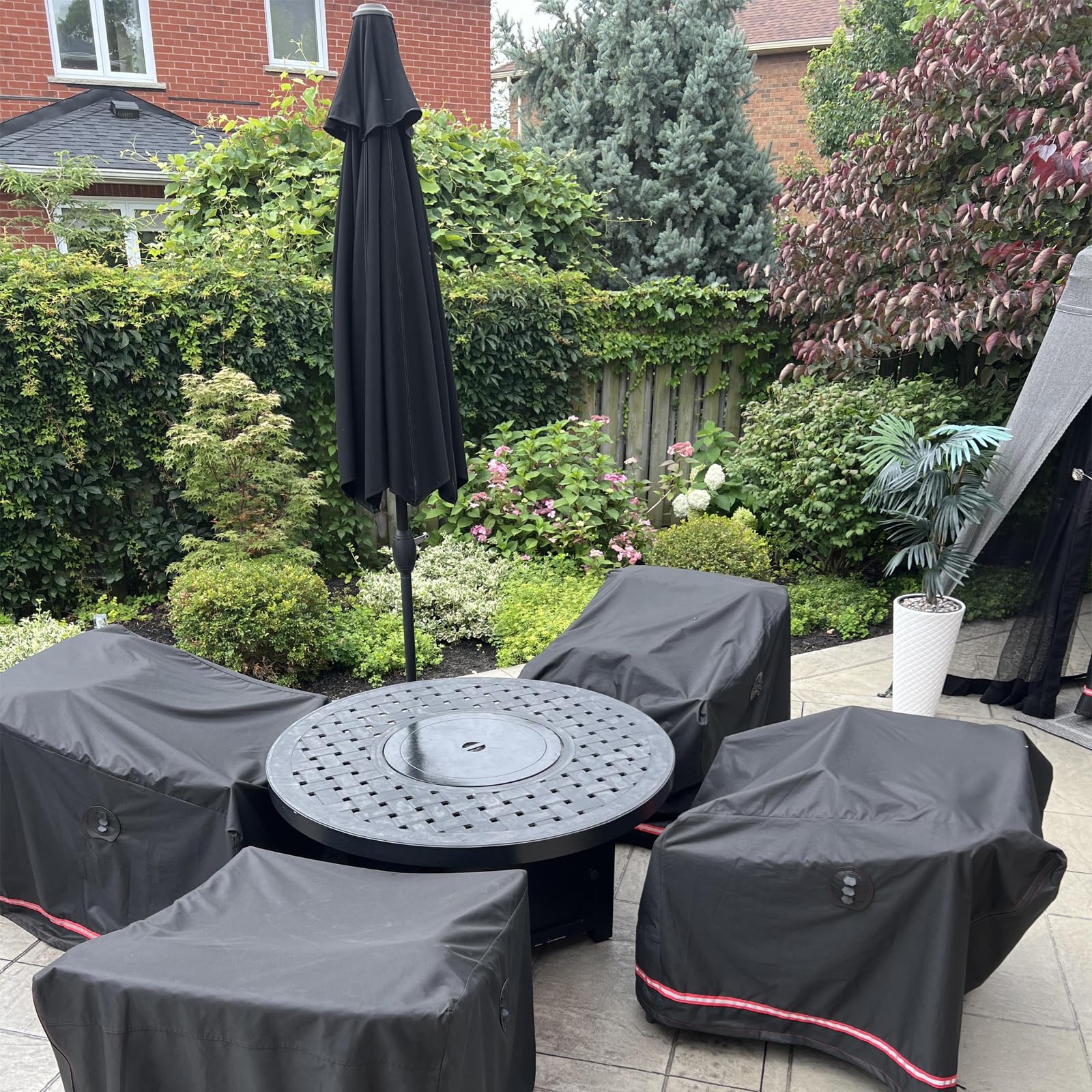 Turtle Life Housse de canapé de terrasse en tissu Oxford imperméable et coupe-vent avec revêtement PVC Noir 94x102x76 cm