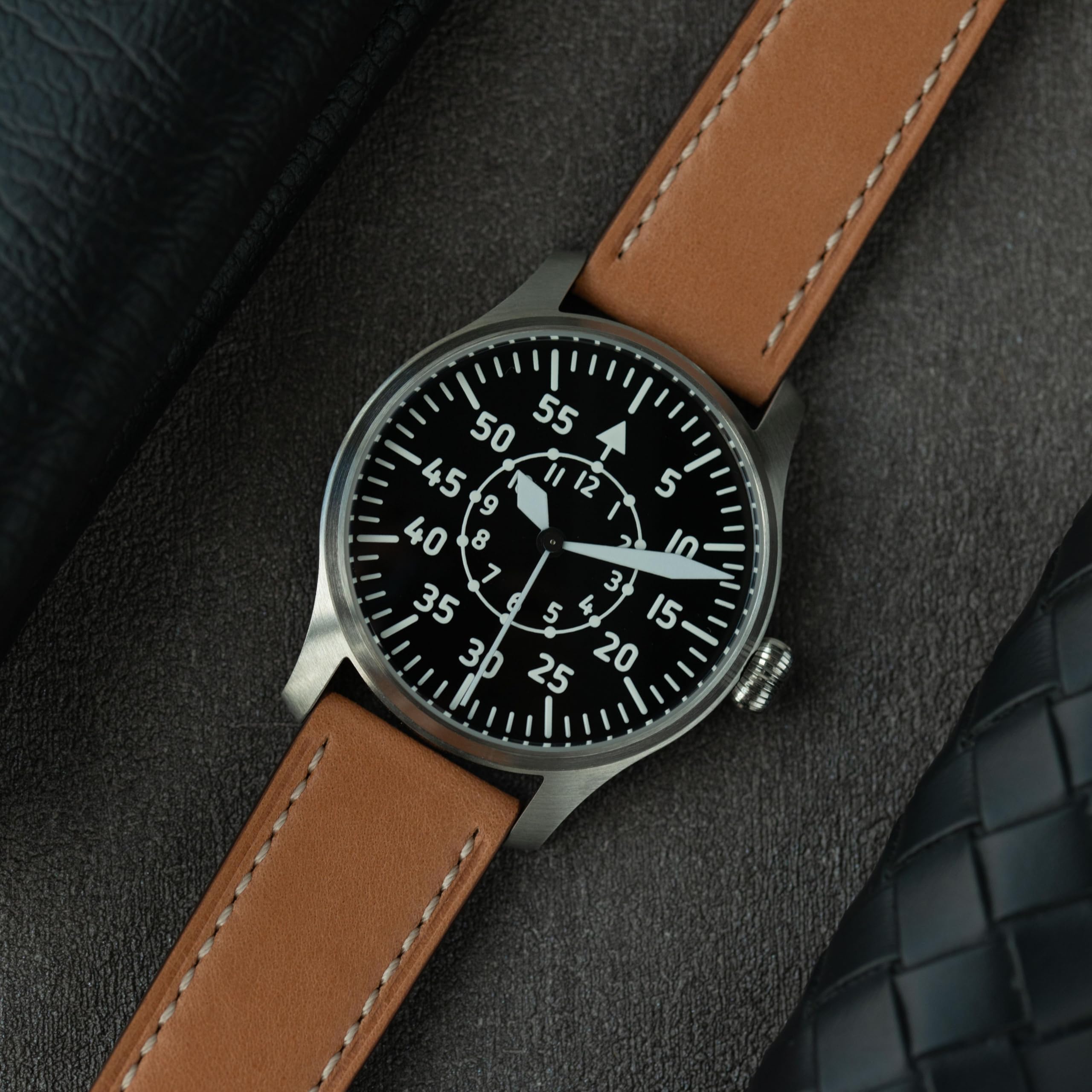 Automatyczny zegarek męski z mechanizmem PT5000, szkło szafirowe 40 mm i BGW-9 lodowy błękit fluorescencyjny, stal nierdzewna 316L, zakręcana korona – klasyczne zegarki pilotowe męskie