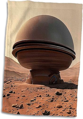 3dRose 15x22 Hand Towel - Automatic Weather Station in The Middle of Mars Desert Digital Art Alexis Design - Space Mars Planet Fantasy
