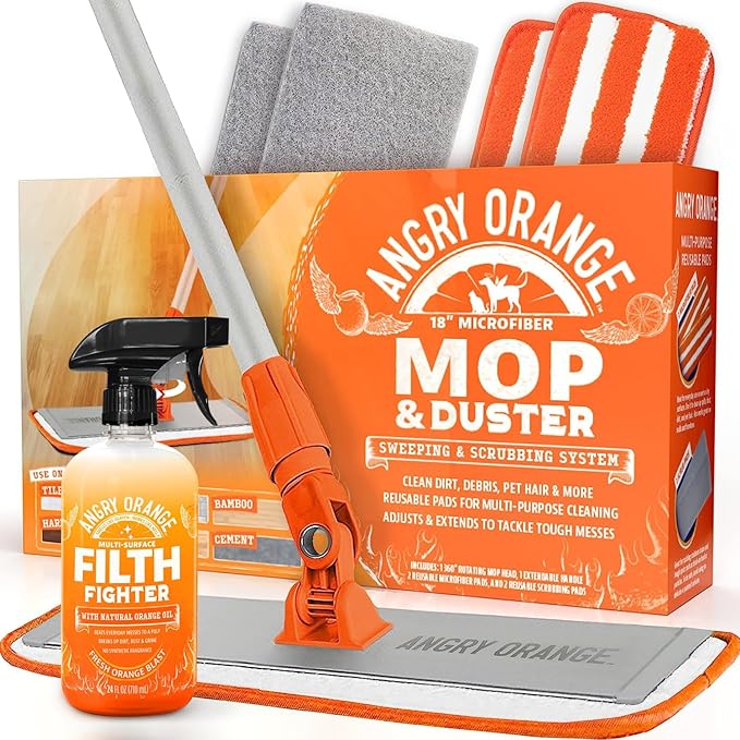 Angry Orange Mops for Floor Cleaning Microfiber Mop for